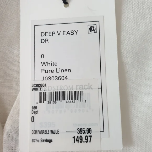 Theory white linen deep v easy dress - Picture 3 of 9